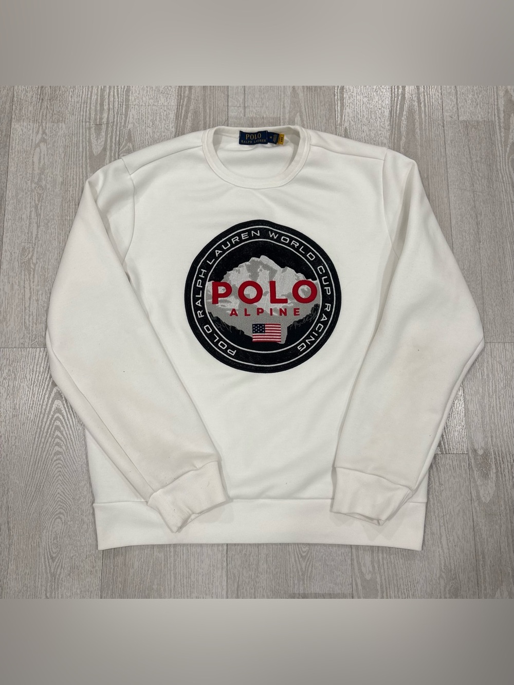 Men's Polo Ralph Lauren White Alpine World Cup Racing Sweatshirt